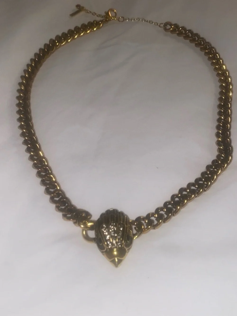 Kurt Geiger Gold and Black Chunky Chain Necklace with Shell Accent